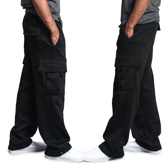 Casual Joggers Pants Sweatpants Cargo Pocket Loose - Picture 5 of 5